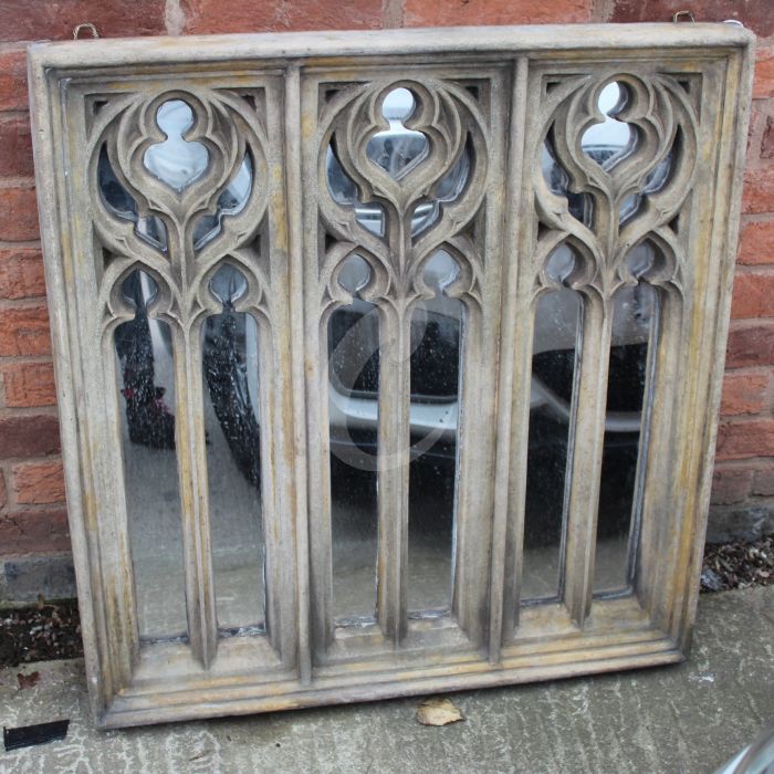 3 Panel Gothic Mirror Window Cawarden, Reclaimed Lumber Gothic Mirror Wall