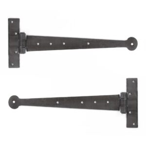 Beeswax 12'' Penny End T Hinge Pair for Larger Door and Cabinet Support