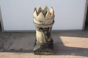 Yellow/Buff Chimney Pots with Crowns on Rooftop
