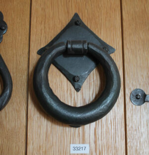 Hand Forged Ring Door Knocker - Black Beeswax - Rustic Door Hardware