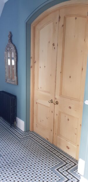 Victorian Style Double Doors, bespoke and made-to-order, blending historical elegance with sustainable practices using reclaimed materials.