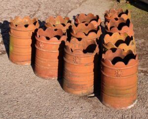 Reclaimed Chimney Pot with Flower Motif Rook Design for an Artistic and Eco-Friendly Rooftop Decoration