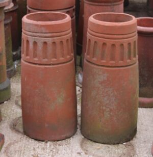 Reclaimed Red Flute Detail Cannon Chimney Pot by Cawarden - Striking Elegance and Superior Functionality