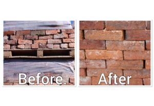Handmade brick slips before and after