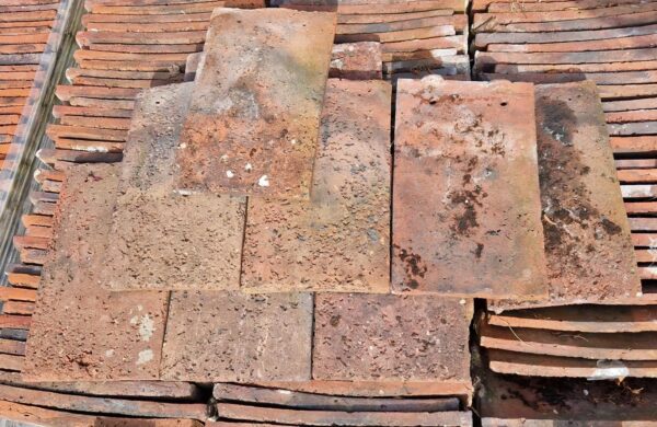 Reclaimed Dirty Red Handmade Roof Tiles with Textured Face