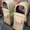 Reclaimed Buff Square Hooded and Vented Chimney Pots Pair for Eco-Friendly and Stylish Roofing