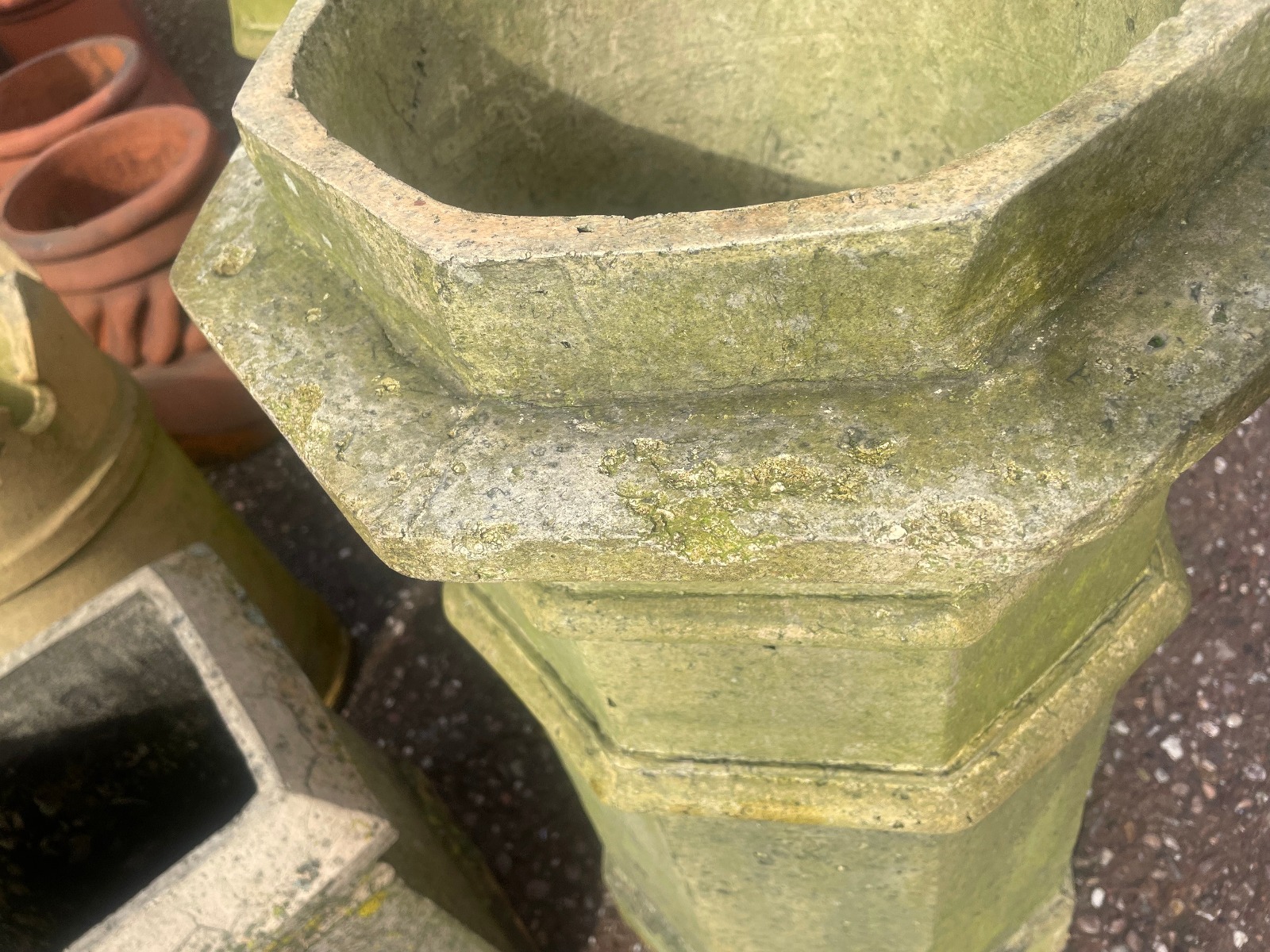 Set of 3 Octagonal Georgian Chimney Pots - Buff/Yellow Colorway