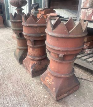 set of 3 crown chimney pots - side view