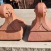 PAIR OF RECLAIMED TERRACOTTA ROOF FINIAL WITH SCROLL TOP