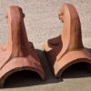 PAIR OF RECLAIMED TERRACOTTA ROOF FINIAL WITH SCROLL TOP